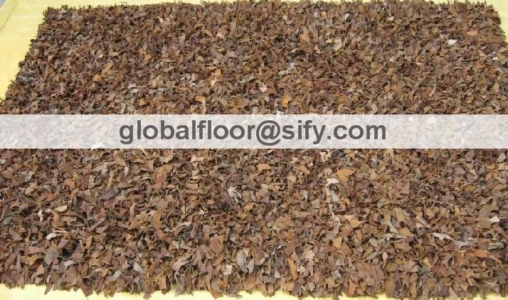 Gff-4262 leather shaggy rugs 