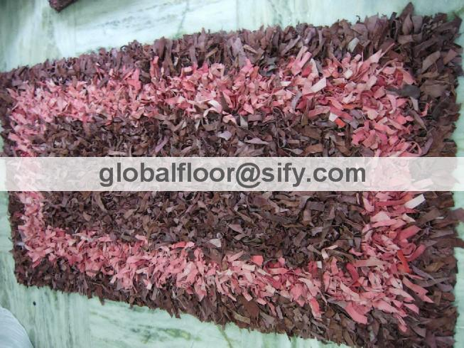 Gff-4296 leather shaggy rugs 