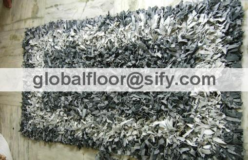 Gff-4297 leather shaggy rugs 
